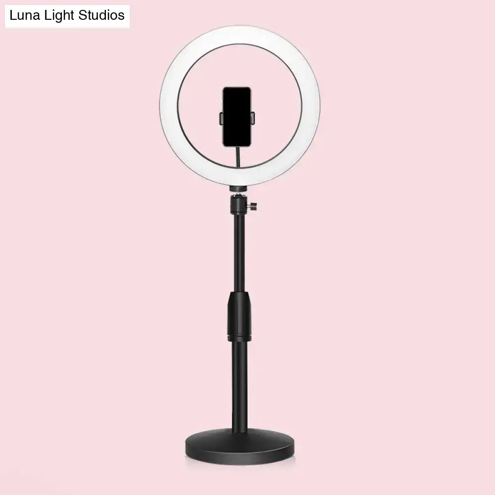 Modern black led ring flash light with phone holder bedroom lamp