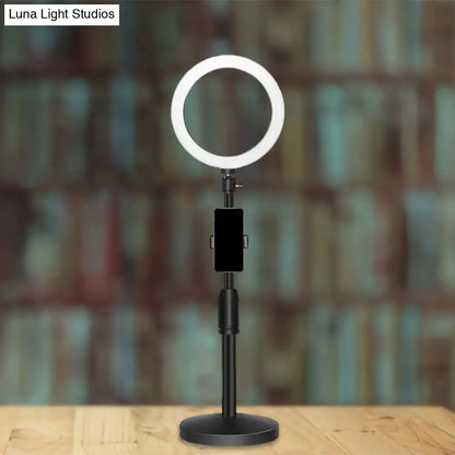Modern black led ring flash light with phone holder bedroom lamp