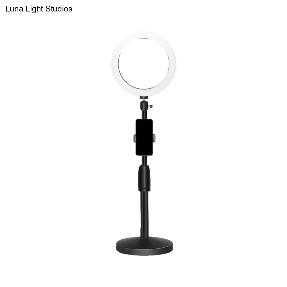 Modern black led ring flash light with phone holder bedroom lamp