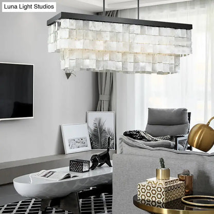 Modern black led shell island light fixture for living room