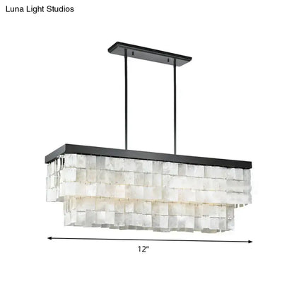 Modern black led shell island light fixture for living room
