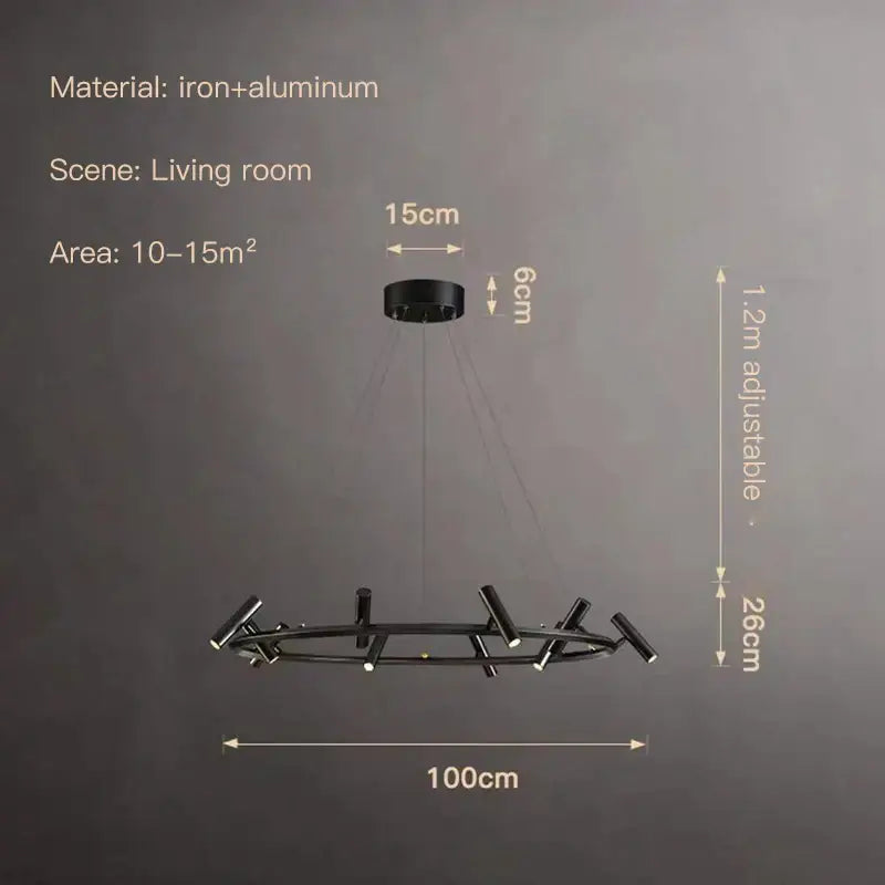 Modern black led spot chandelier living room hanging lamp