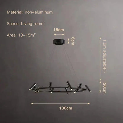 Modern black led spot chandelier living room hanging lamp