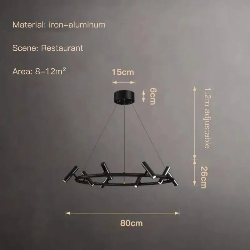 Modern black led spot chandelier living room hanging lamp