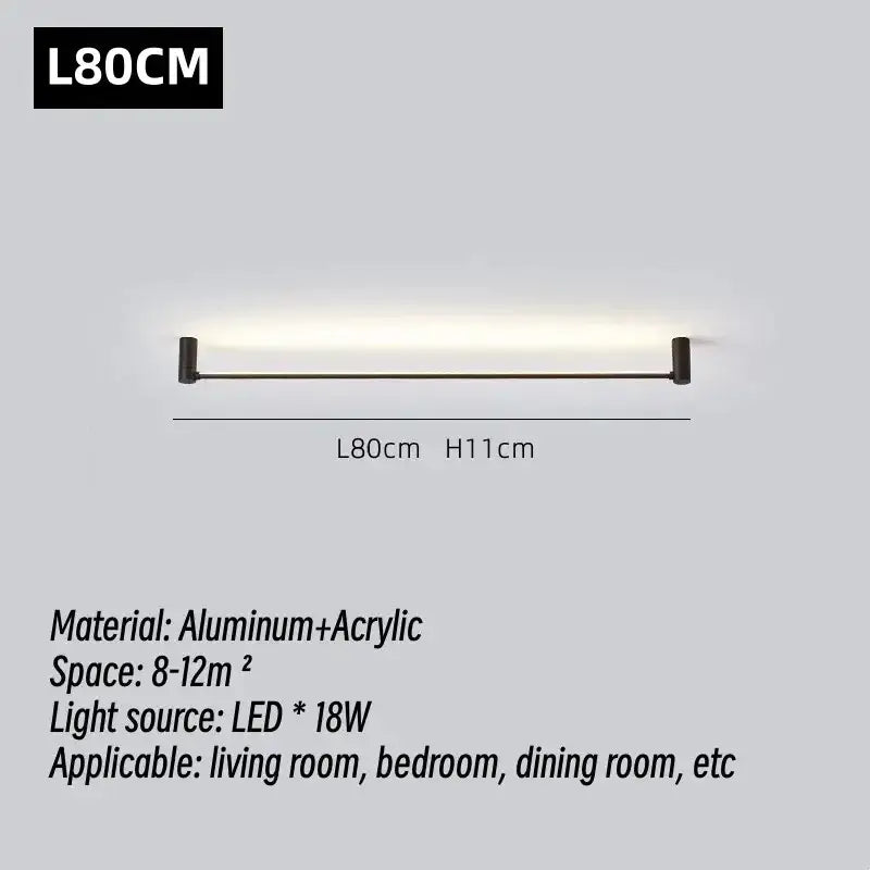 Modern black led strip wall lamp for minimalist living room glow
