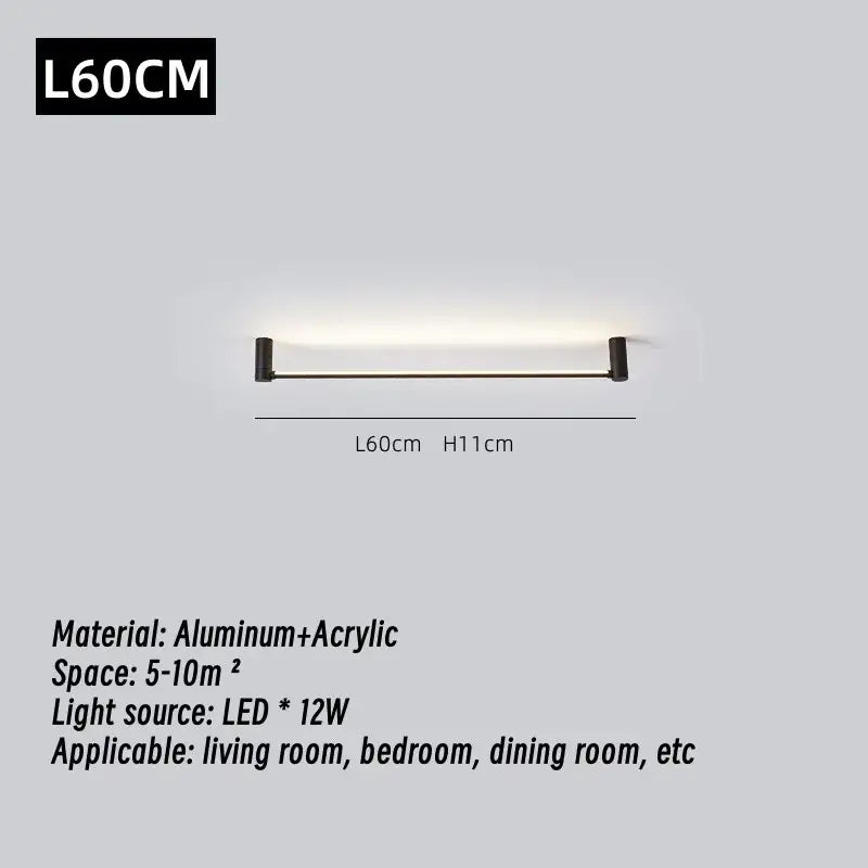 Modern black led strip wall lamp for minimalist living room glow