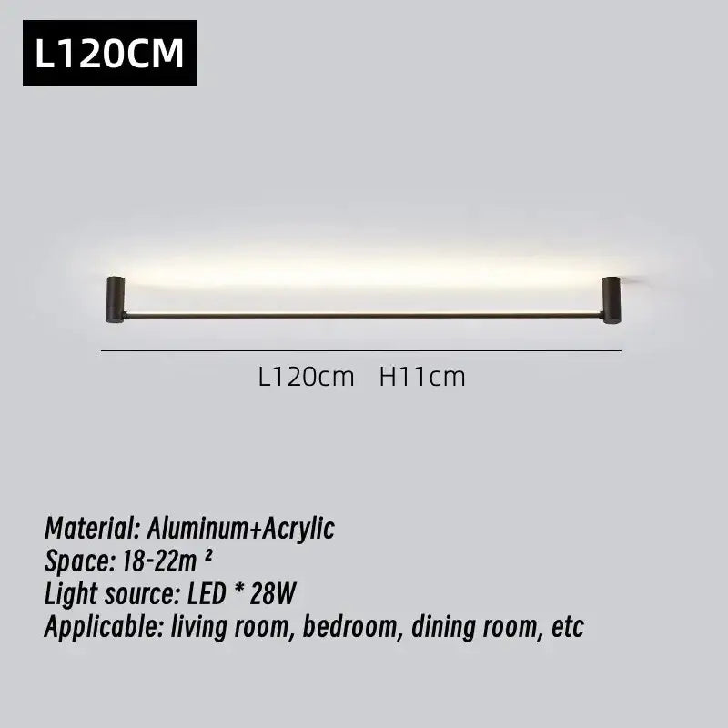 Modern black led strip wall lamp for minimalist living room glow