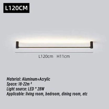 Modern black led strip wall lamp for minimalist living room glow