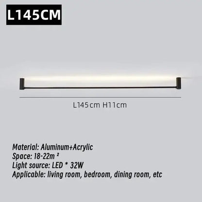 Modern black led strip wall lamp for minimalist living room glow