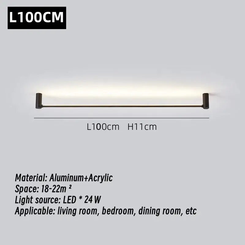 Modern black led strip wall lamp for minimalist living room glow