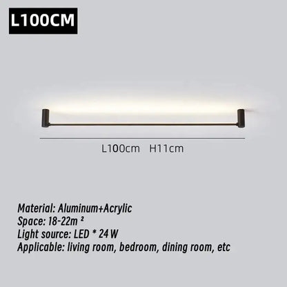 Modern black led strip wall lamp for minimalist living room glow