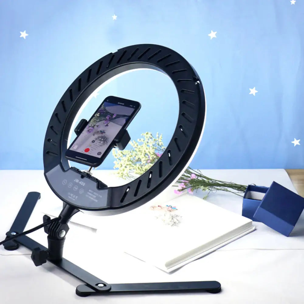 DecorBites™ Modern Black LED USB Fill-in Flash Lamp with Metallic Shade