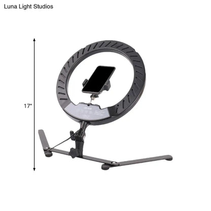 DecorBites™ Modern Black LED USB Fill-in Flash Lamp with Metallic Shade