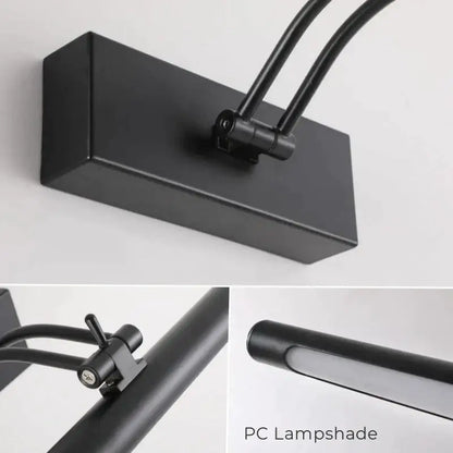 Modern black led vanity wall lamp with adjustable arm bathroom