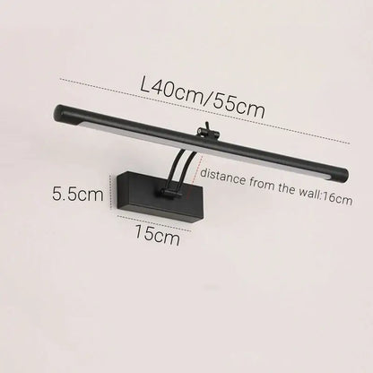 Modern black led vanity wall lamp with adjustable arm bathroom