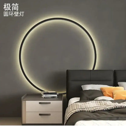 Modern black led wall circle light – living room ring sconce