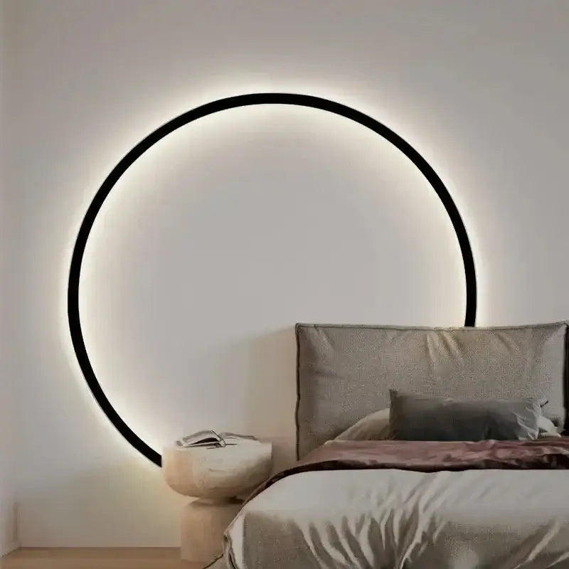 Modern black led wall circle light – living room ring sconce