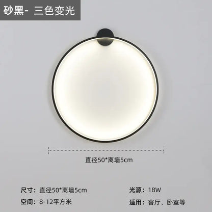 Modern black led wall circle light – living room ring sconce