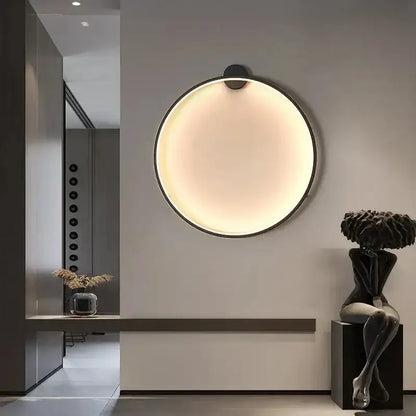 Modern black led wall circle light – living room ring sconce