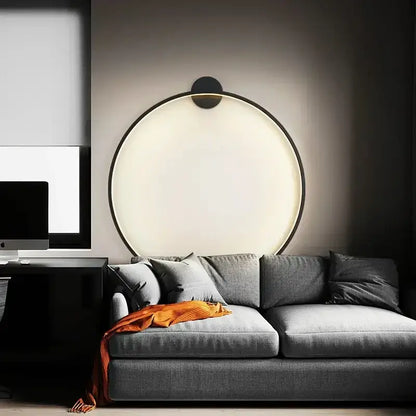Modern black led wall circle light – living room ring sconce