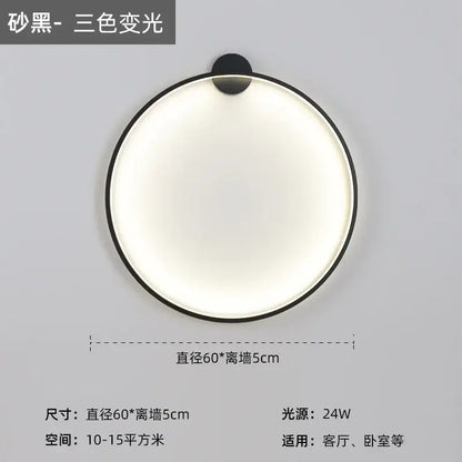 Modern black led wall circle light – living room ring sconce