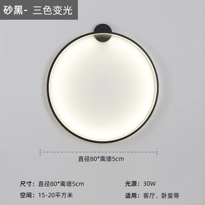 Modern black led wall circle light – living room ring sconce