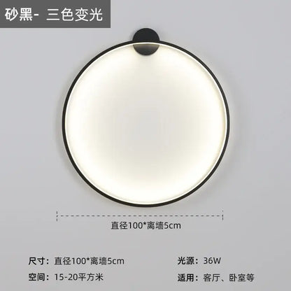 Modern black led wall circle light – living room ring sconce
