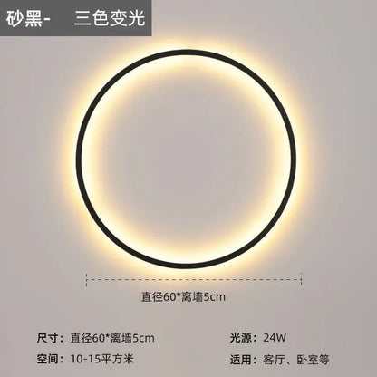 Modern black led wall circle light – living room ring sconce