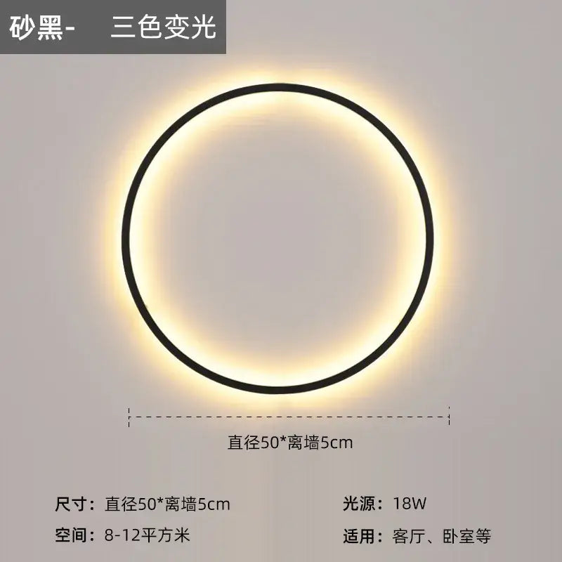 Modern black led wall circle light – living room ring sconce