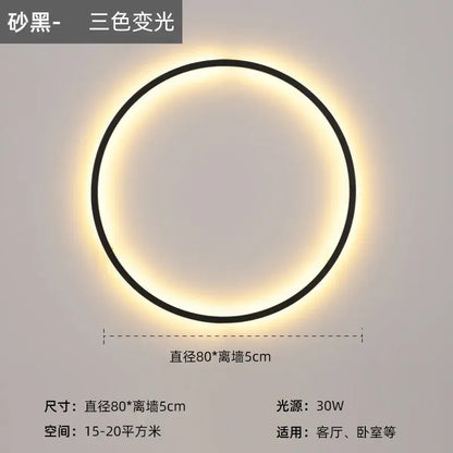 Modern black led wall circle light – living room ring sconce