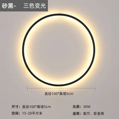 Modern black led wall circle light – living room ring sconce