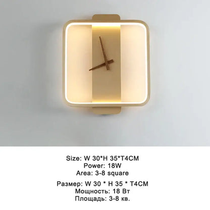 Modern black led wall clock lamp living room minimalist light fixture