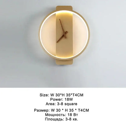Modern black led wall clock lamp living room minimalist light fixture