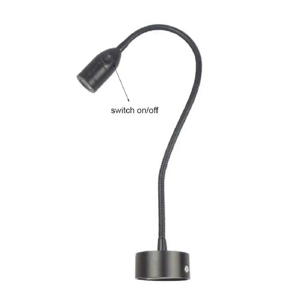 Modern black led wall lamp bedroom adjustable gooseneck reading light