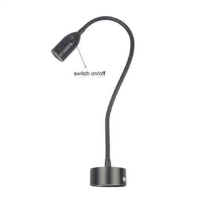 Modern black led wall lamp bedroom adjustable gooseneck reading light