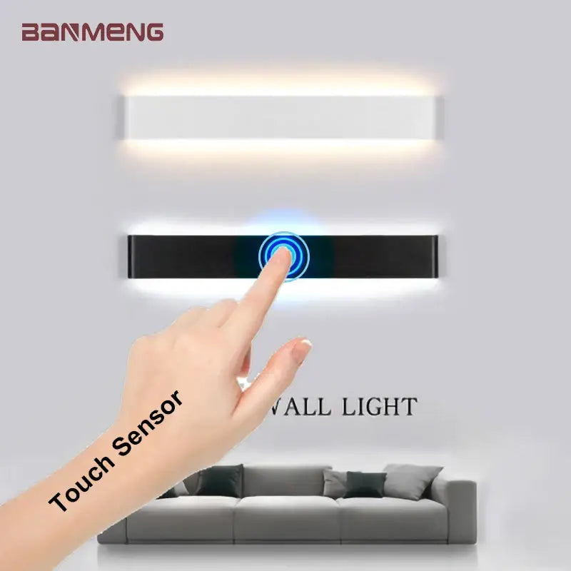 Modern black led wall lamp bedroom touch sensor light