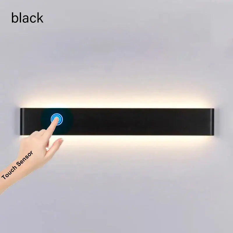 Modern black led wall lamp bedroom touch sensor light