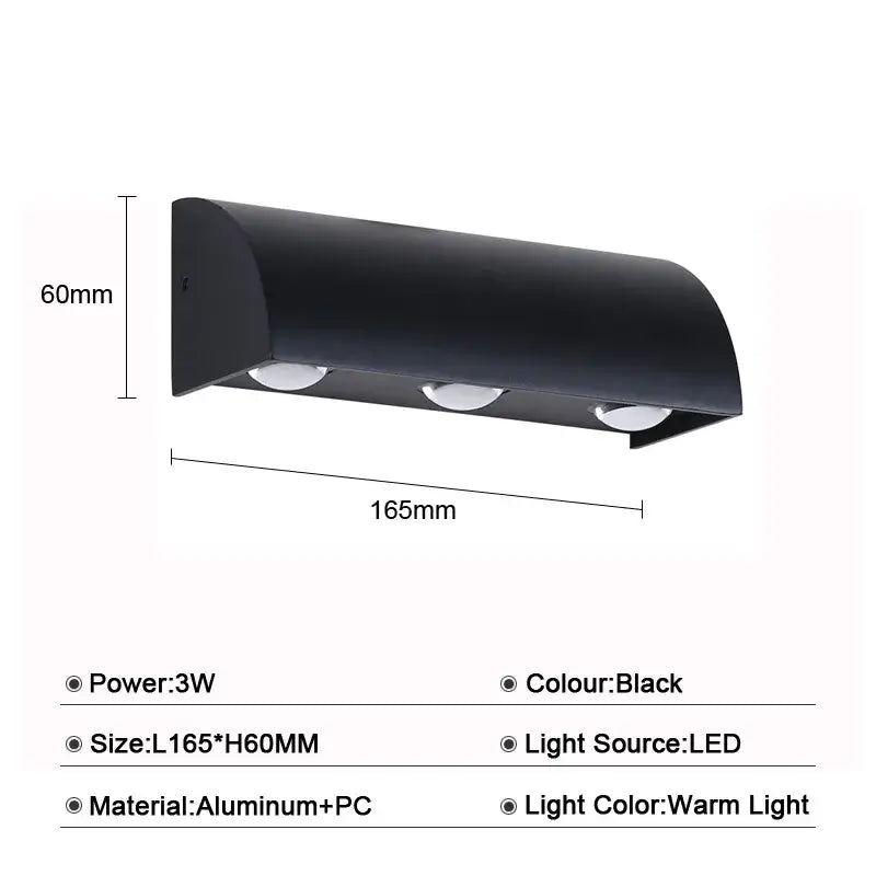 Modern black led wall lamp bedroom waterproof lighting fixture