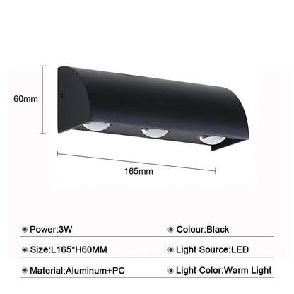 Modern black led wall lamp bedroom waterproof lighting fixture