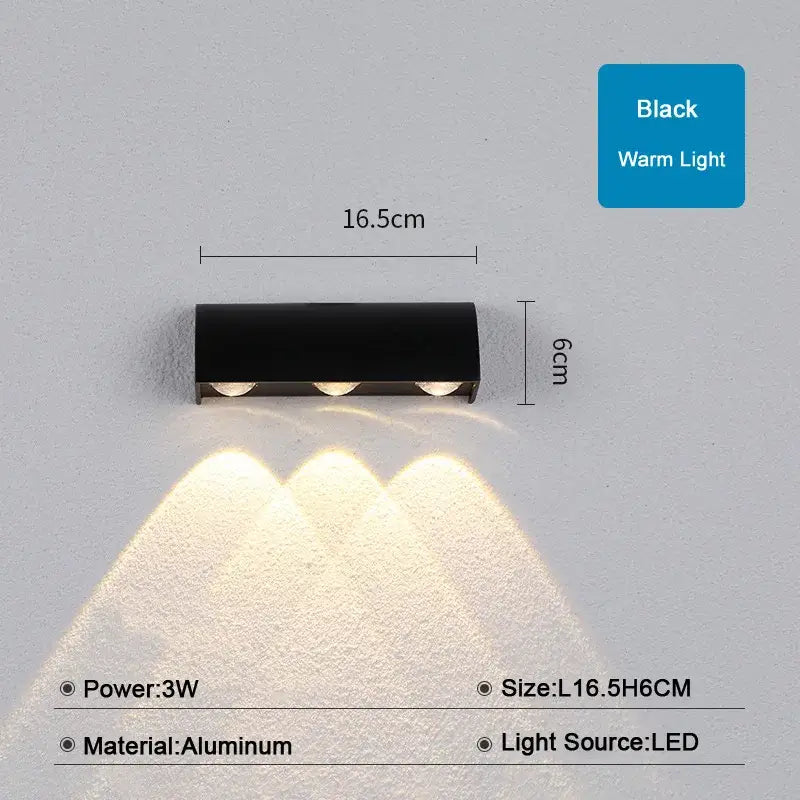 Modern black led wall lamp bedroom waterproof lighting fixture