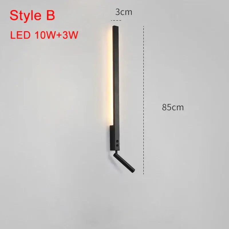 Modern black led wall lamp with adjustable bedroom spotlight