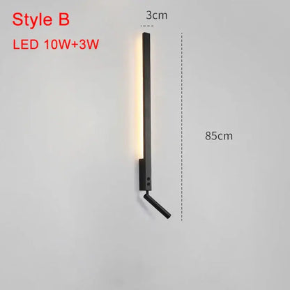 Modern black led wall lamp with adjustable bedroom spotlight