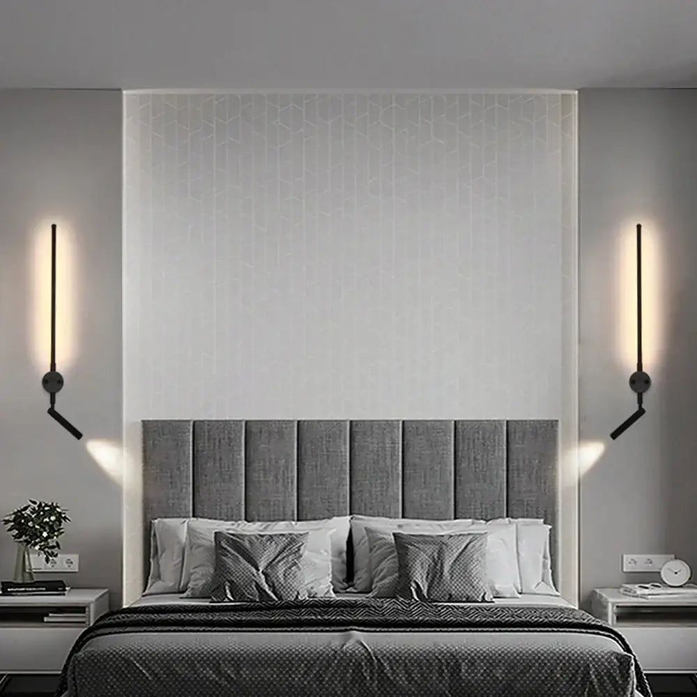 Modern black led wall lamp with adjustable bedroom spotlight
