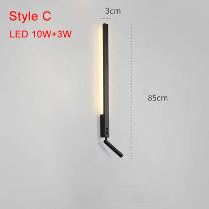 Modern black led wall lamp with adjustable bedroom spotlight