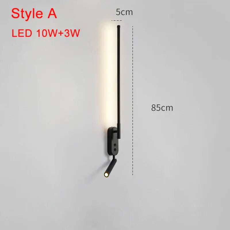 Modern black led wall lamp with adjustable bedroom spotlight