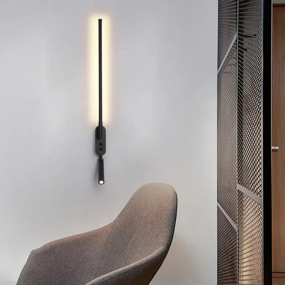 Modern black led wall lamp with adjustable bedroom spotlight
