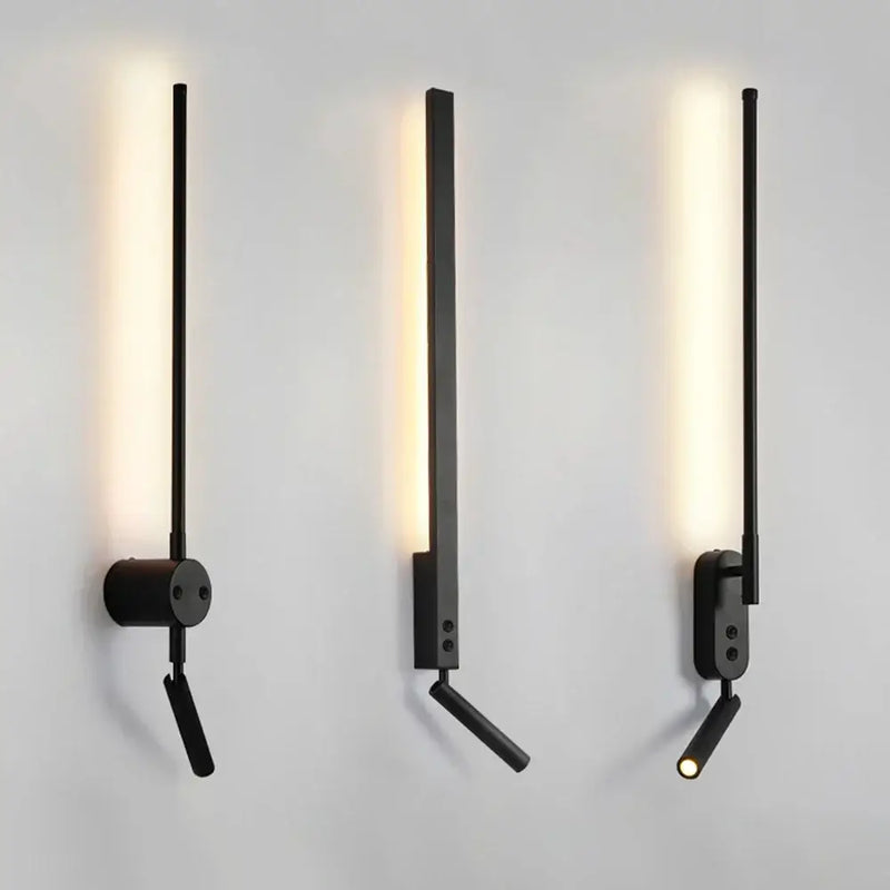 Modern black led wall lamp with adjustable bedroom spotlight