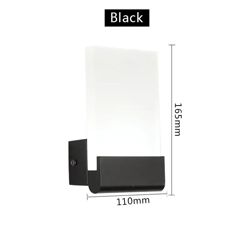 Modern black led wall lamp with frosted glass for bedroom