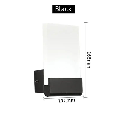 Modern black led wall lamp with frosted glass for bedroom