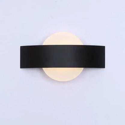 Modern black led wall lamp with frosted glass for bedroom